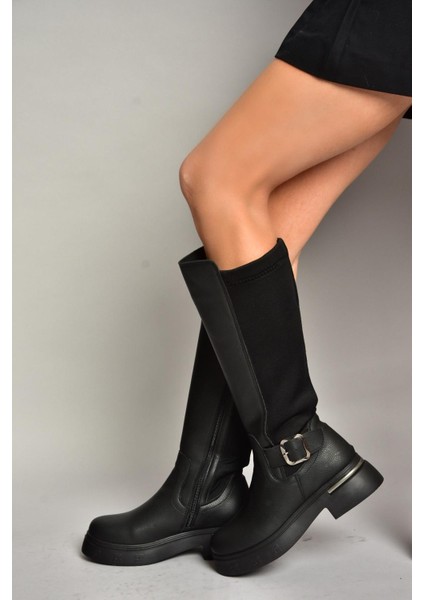 T996332009 Siyah Dalgıç Kumaş Klasik Çizme modelleri