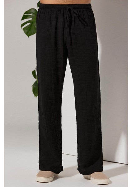Double Face Relax Siyah Unisex Pantolon