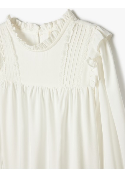 Bluz Fırfır Detaylı Uzun Kollu Dik Yaka Viskon Kumaş modelleri