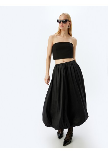 x Melis Ağazat - Slim Fit Crop Straplez Üst fiyatları