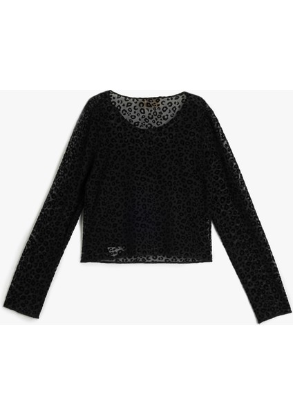 Leopar Desenli Tişört Uzun Kollu Bisiklet Yaka fiyatları