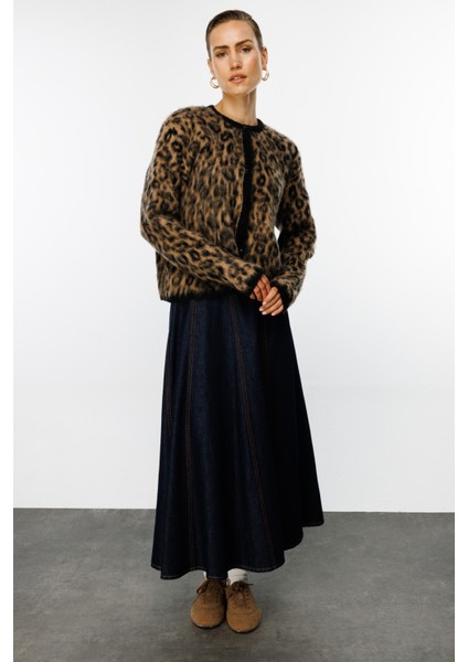 Leopar Desenli Hırka
