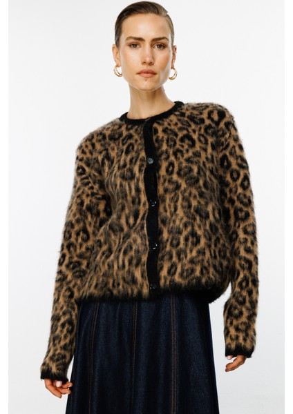 Leopar Desenli Hırka