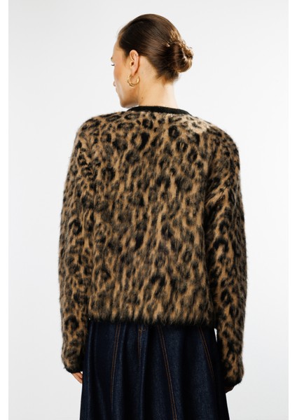Leopar Desenli Hırka