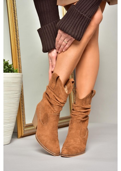 T296713002 Taba Süet Kalın Topuklu Kadın Bot fırsatları