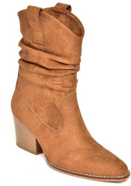 T296713002 Taba Süet Kalın Topuklu Kadın Bot indirimleri