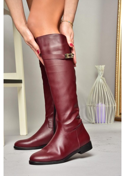 T848443409 Bordo Klasik Kadın Çizme modelleri