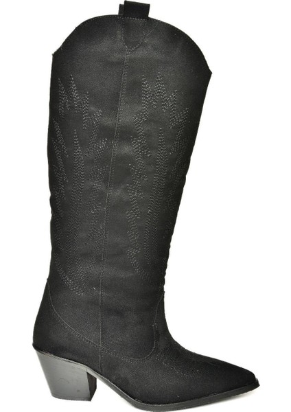T267765202 Siyah Süet Kovboy Model Kadın Çizme fırsatları