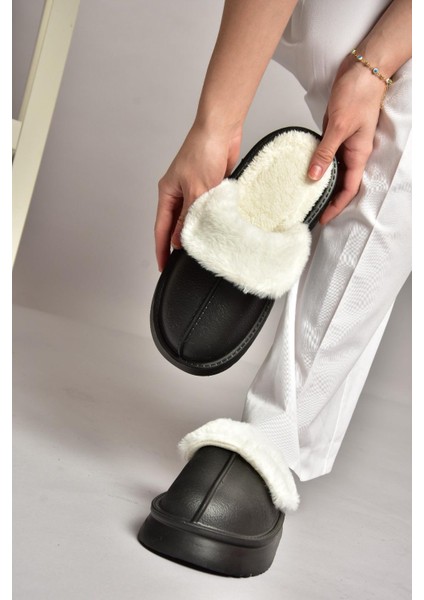 T918264209 Siyah Içi Peluş Kadın Terlik modelleri
