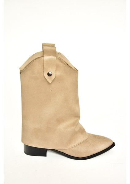 T723972202 Bej Süet Alçak Topuklu Kadın Bot fırsatları