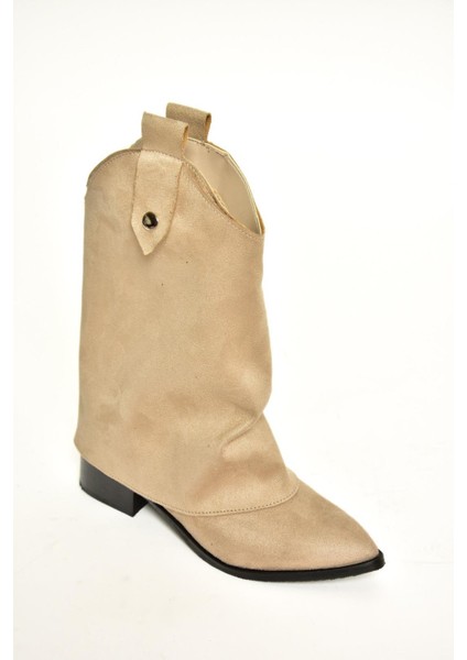 T723972202 Bej Süet Alçak Topuklu Kadın Bot indirimleri