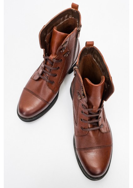 Erkek Kalın Taban Fermuarlı Casual Bot Deri Br 007116 Taba indirimleri