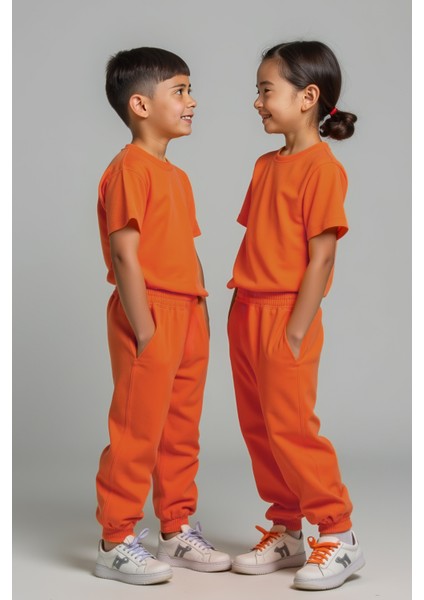 Levi Turuncu Pamuklu Çocuk Tshirt Eşofman Altı Takım