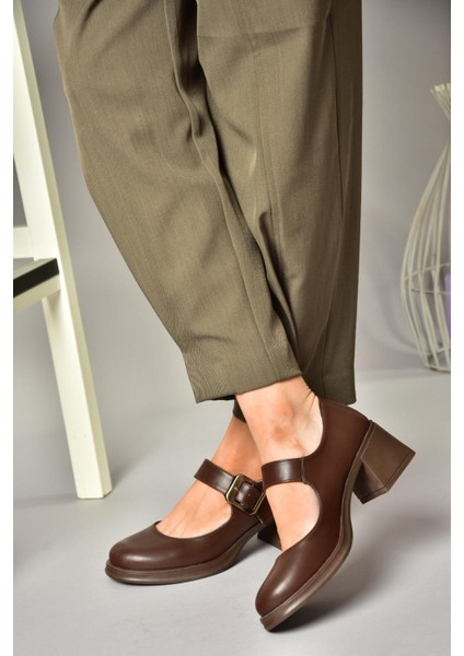 T820236009 Kahverengi Kalın Topuklu Kadın Ayakkabı fiyatları