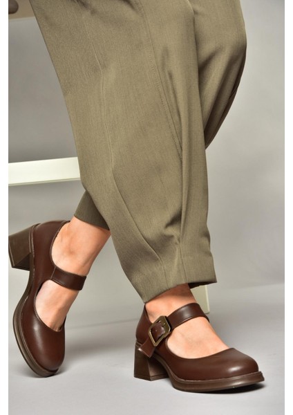 T820236009 Kahverengi Kalın Topuklu Kadın Ayakkabı fırsatları