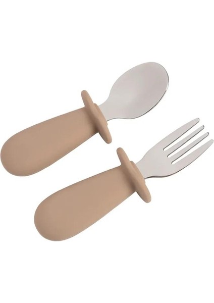 Çocuklar Için Düz Renk Gadget Sofra Seti, Yeni Yürümeye Başlayan Çocuklar Için Paslanmaz Çelik Gıda Besleme Kaşığı ve Çatal (Yurt Dışından)