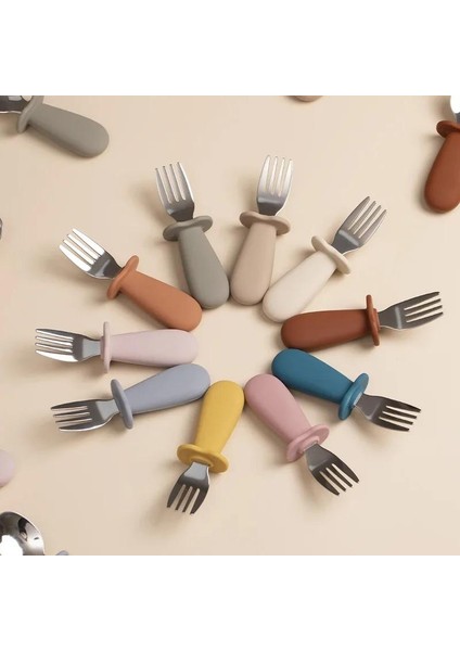 Çocuklar Için Düz Renk Gadget Sofra Seti, Yeni Yürümeye Başlayan Çocuklar Için Paslanmaz Çelik Gıda Besleme Kaşığı ve Çatal (Yurt Dışından) fiyatları