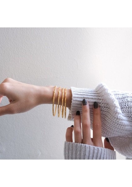 4 Adet 22 Ayar Altın Kaplama Çelik Desenli Ajda Bilezik - BSET-121 fiyatları