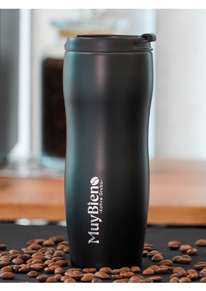 Muybieno 400 ml Siyah Paslanmaz Çelik Termos