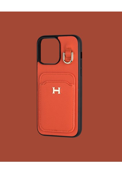 Turuncu Kartlıklı Telefon Kılıfı - DK168 - iPhone 16 Promax