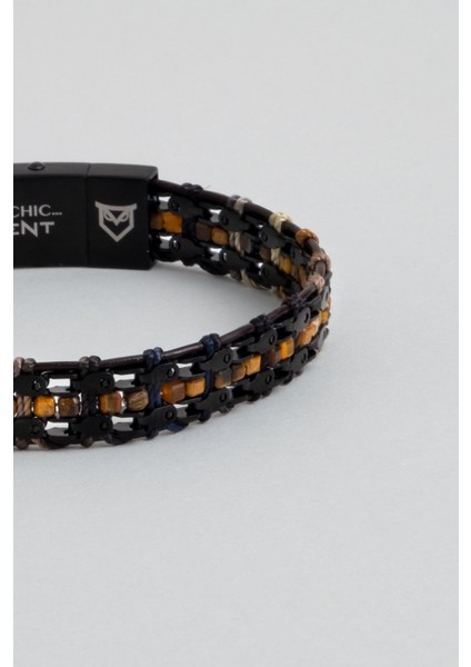 Kaplan Gözü Taşlı Çelik Erkek Bileklik fiyatları