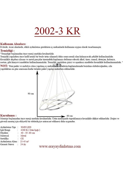 Eray Aydınlatma 2002-3 Krom LED Avize