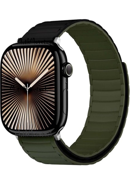 Apple Watch 10 46MM Manyetik Silikon Kordon Loop Renkli Deri Mıknatıslı Kayış 42-44-45-49MM Ultra