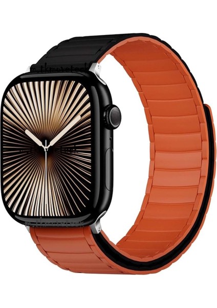 Apple Watch 10 46MM Manyetik Silikon Kordon Loop Renkli Deri Mıknatıslı Kayış 42-44-45-49MM Ultra