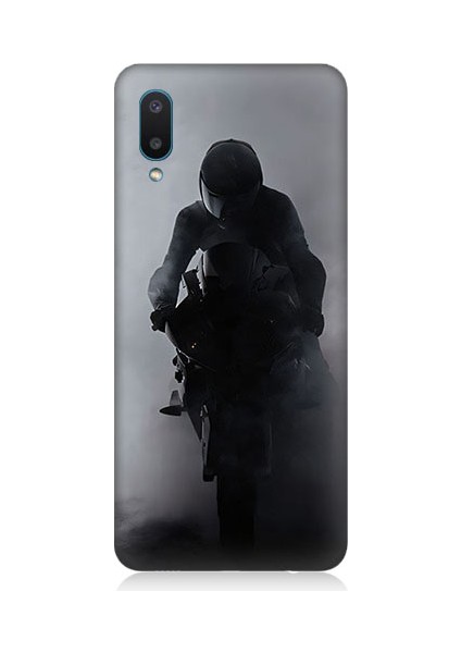 Samsung Galaxy A02 Uyumlu Motosiklet Sürücüsü Desenli Silikon Kılıf