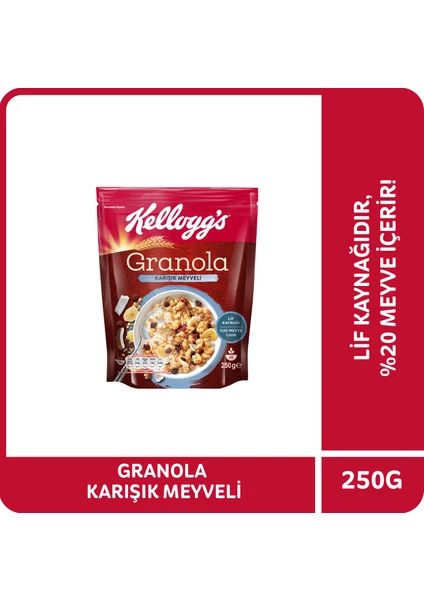 Karışık Meyveli Granola 250 Gr,%45 Yulaf Içerir,lif Kaynağı,%20 Kurutulmuş Meyve