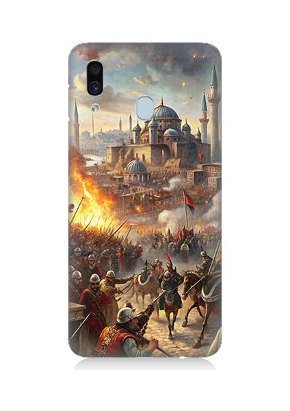 Samsung Galaxy A30 Uyumlu Ay ve Kurt Desenli Silikon Kılıf
