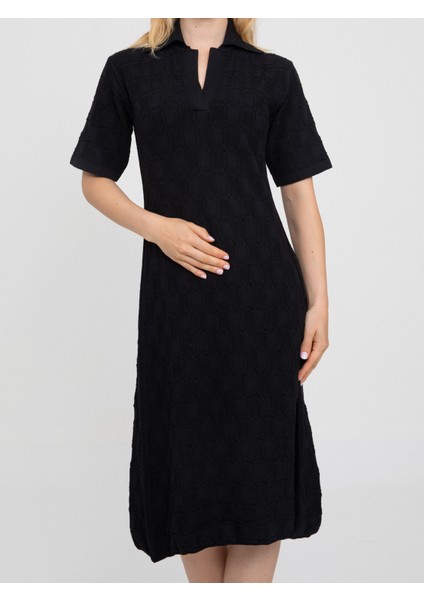 Yün Polo Yaka Dokulu Elbise ELB7758SIYAH modelleri