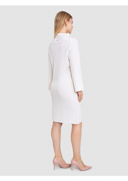 Yün Karışımlı Fitilli Dik Yaka Elbise ELB8420KEMIK modelleri