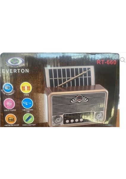 Everton RT-660 Bluetooth Fm-Usb-Tf-Aux Şarjlı Nostaljik Radyo