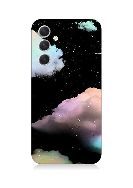Samsung Galaxy A14 Uyumlu Bulut ve Ay Desenli Silikon Kılıf
