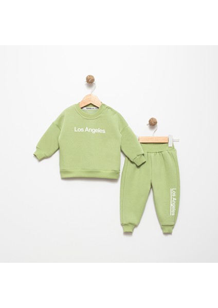 Erkek Bebek Baskılı Çivit 6 Ay Pamuklu Şardonlu 3 Ip Sweatshırt Jogger Takım FV-15833CIV06A