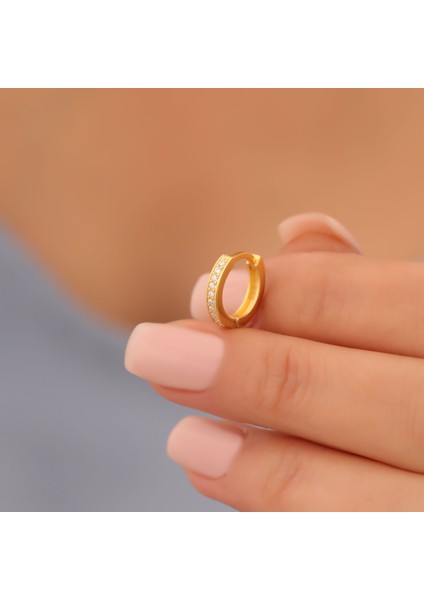 925 Ayar Gümüş Taşlı Halka Küpe Çap:13 Mm- ES00145 indirimleri