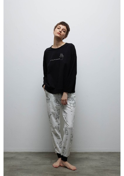 Kadın Pamuklu Cepli Uzun Pijama Altı modelleri