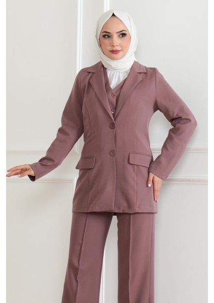 Yelekli Üçlü Takım Siyah 19222 fiyatları