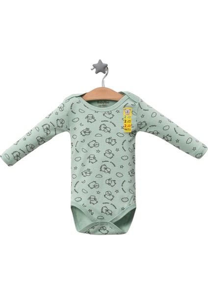 Küçük Kuzu Desenli Kollu Badi - Su Yeşili