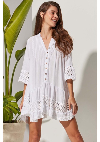 Düğmeli Şile Bezi Tunik