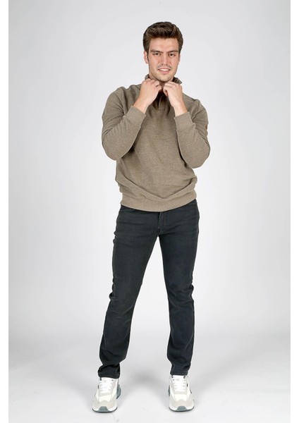 Luke Erkek Dik Yaka Sweatshirt Vizon