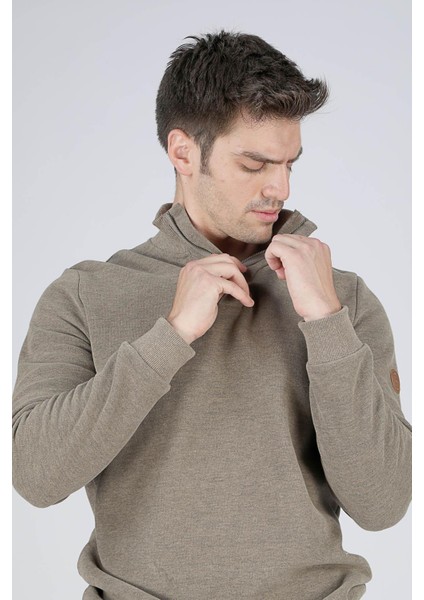 Luke Erkek Dik Yaka Sweatshirt Vizon indirimleri