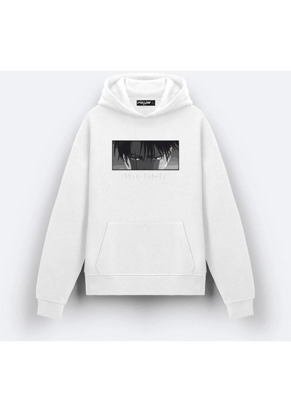 Atack On Titan Levi Ackerman Anime Anime Baskılı Beyaz Sweatshirt