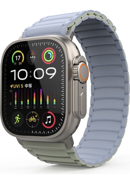 Apple Watch 10 46MM Manyetik Silikon Kordon Loop Renkli Deri Mıknatıslı Kayış 42-44-45-49MM Ultra