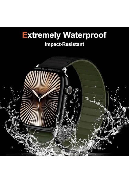 Apple Watch 10 46MM Manyetik Silikon Kordon Loop Renkli Deri Mıknatıslı Kayış 42-44-45-49MM Ultra modelleri