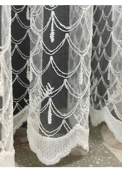 Damla Desenli 1'e 2,5 Orta Pileli Tül Perde fiyatları