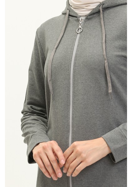 Kapüşonlu Cepli Spor Ferace 3011-03 Gri fırsatları