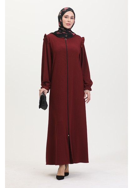 Fırfırlı Ferace 1055-03 Bordo