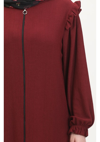 Fırfırlı Ferace 1055-03 Bordo